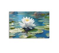 Zen Canvas Wall Art Poster Lotus Flower Picture Prints Water Lily Nature Spa Painting Bathroom Artwork for Meditation Spiritual Room Decor12x18inch(30x45cm)