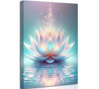 Zen Canvas Wall Art White and Blue Lotus Flower Bloom in Water Picture Yoga Spa Meditation Spiritual Room Wall Decor Poster Print Artwork for Bathroom Bedroom Office Yoga Room Home Decoration