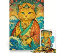 Zen Cat Japanese Landscape 1000 Piece Jigsaws for Adults Mind Train Fun Premium Laser Cut Quality Relaxing Indoor Group Activity (50x75cm)