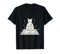 Zen Cat Meditating Feline Petals Blossom Mindfulness T-Shirt