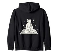 Zen Cat Meditating Feline Petals Blossom Mindfulness Zip Hoodie