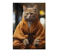 Zen Cat Monk Detailed Jigsaw Puzzle for Adults, 300 PCS