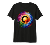 Zen Circle Japanese Calligraphy Nature Stained Glass Premium T-Shirt