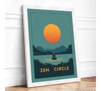 Zen Circle Minimalist Framed Wall Art Print A1 (84.1×59.4cm) White, Wall Decor for Living Room, Bedroom, Office & Home, Ready to Hang, Art Gift