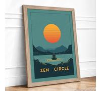 Zen Circle Minimalist Framed Wall Art Print A4 (29.7×21cm) Oak, Wall Decor for Living Room, Bedroom, Office & Home, Ready to Hang, Art Gift