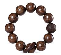 Zen Dear Unisex Natural Silkwood Tibetan Buddhism Meditation Prayer Bead Necklace Japa Mala Beads Bracelets (20mm x 12 Beads Carving+Ring)