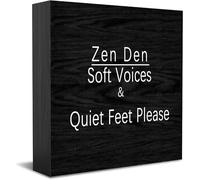 Zen Den Soft Voices And Quiet Feet Please Home Office Decor Wooden Box Sign, Decorative Positive Office Desk Accessories Wood Plaque Wood Table Sign For Tv Cabinet Shelf 5 X 5 Inch