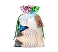 Zen Design Butterfly Christmas Drawstring Sack Gift Bag, Lightweight And Cute In Design