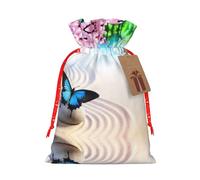 Zen Design Butterfly Christmas Drawstring Sack Gift Bag, Lightweight And Cute In Design