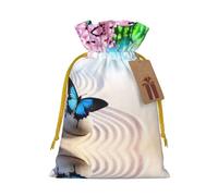 Zen Design Butterfly Christmas Drawstring Sack Gift Bag, Lightweight And Cute In Design