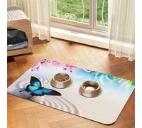 Zen Design Butterfly print Cats Pet Bowl Placemat Pet Feeding Mats for Dogs, Non-Slip PU Leather Tablecloth for Pets