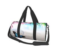 Zen Design Butterfly Print Round Duffel Bag, Canvas Overnight Travel Tote Bag, Waterproof and Tear-Resistant.Foldable Weekend Travel Bag