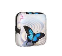Zen Design Butterfly Print Sanitary Napkin Storage Bag, Portable Holder for Pads, Period Pouch for Teen Girls, Reusable Sanitary Bag