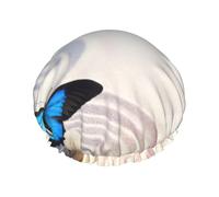Zen Design Butterfly Print Shower Essentials Bonnet For Women, Large Washable Elastic Band Bath Hair Wrap Shower Cap