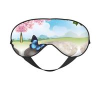 Zen Design Butterfly Print Sleep Mask Silk Eye Cover Soft Satin Blindfold Elastic Strap Night Eyeshade Travel Nap for Women Men