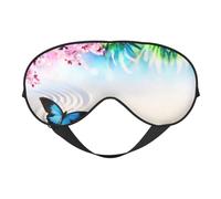 Zen Design Butterfly Print Sleep Mask Silk Eye Cover Soft Satin Blindfold Elastic Strap Night Eyeshade Travel Nap for Women Men