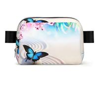 Zen Design Butterfly Print Square Bumbag Fanny Pack for Men Women Adjustable Belt Bag Waterproof Cross Body Bag Chest Bag