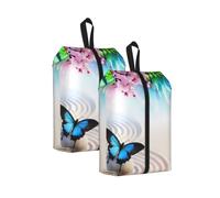 Zen Design Butterfly Print Waterproof Shoe Bag Travel Bag with Carry Strap Storage Bag Versatile Cosmetic Bag-2pcs