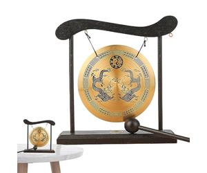 Zen Desk Gong - Miniature Bell Artistic Meditation Table Bell Taiji Ornament Retro Dragon Resonant Light with Wooden Mallet | Peaceful Energy of the