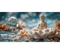 Zen Diamond Art, 5D Diamond Painting Lotus, DIY Full Drill Gem Art Kits Adults Beginner Mosaic Making Kits, Cross Stitch Crystal Paintings Craft for Room Decor, Gifts for Women 140x70cm - KF0130A