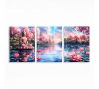 Zen Diamond Art Kits Adults Beginner 12 x 18In 3 Pack, Dreamyy Diamond Painting, 5D DIY Full Drill Paint by Numbers, Wall Art Gems Paintings for Bedroom Office Room Decor Gifts for Women PZSH-2308