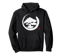 Zen Enso Circle - Sumi-e Mountain Brush Art Pullover Hoodie