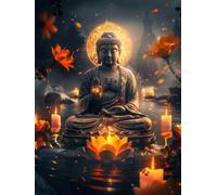 Zen Flowers Paint by Numbers for Adults with Frame, Large Paint by Number Canvas Kits, DIY Color Oil Painting Acrylic Paints with Brushes, Hobbies for Adults Women, Home Wall Decor 40x60cm J8-889