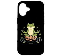 Zen Frog Lotus Funny Yoga Meditation Nature Design Case for iPhone 16