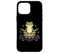 Zen Frog Lotus Funny Yoga Meditation Nature Design Case for iPhone 16 Pro Max