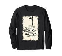 Zen Frog Meditating Japanese Sumi-e Style Yoga Garden Long Sleeve T-Shirt