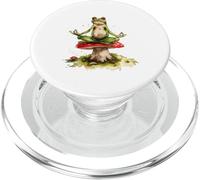 Zen Frog Meditating on Mushroom Watercolor Art PopSockets PopGrip for MagSafe