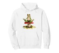 Zen Frog Meditating on Mushroom Watercolor Art Pullover Hoodie