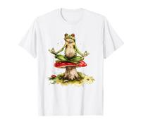 Zen Frog Meditating on Mushroom Watercolor Art T-Shirt