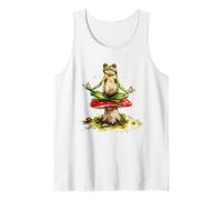 Zen Frog Meditating on Mushroom Watercolor Art Tank Top