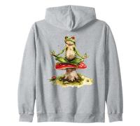 Zen Frog Meditating on Mushroom Watercolor Art Zip Hoodie