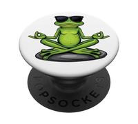 Zen Frog Vibes - Meditating Amphibian Humor for Chill Humans PopSockets Adhesive PopGrip