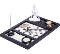 Zen Garden Buddha Candle Holder Incense Holder Meditation Gift Set Yin Yang Meditation white sand and decorative Stones (Zen Buddha)