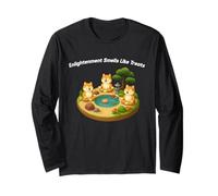 Zen Garden Dogs Comic Shiba Inu Meditation Peaceful Pond Long Sleeve T-Shirt