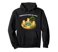 Zen Garden Dogs Comic Shiba Inu Meditation Peaceful Pond Pullover Hoodie