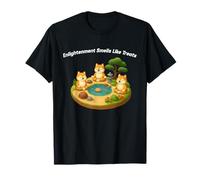 Zen Garden Dogs Comic Shiba Inu Meditation Peaceful Pond T-Shirt