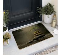 Zen Garden Doormat, Green Tree Door Mat for Outdoor & Indoor Entrance Relaxation Decor, Rubber Waterproof Non-Slip Dust Absorbent Front Doormat, Easy Clean 29x17 Inch