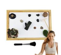 Zen Garden Kit - Sturdy Zen Sand Garden Office Creative Wooden Sand Tray | Zen Garden Meditation Home Decor Plant Rake Tools with 3 Sand Bags