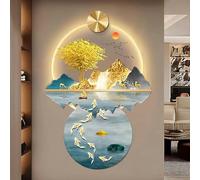 Zen Garden LED Lamp, Wall Decoration with Bright Water That Flows and Wealth, 3D Wall Art Decorations, Wall Pendant Paint with Welcome Tree, 90cm/36in