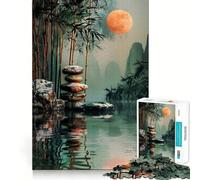 Zen Garden Moon Jigsaw Puzzle1000 Pieces Brain Boosting Play Zero Gap Cozy Indoor Entertainment for All (50x75cm)