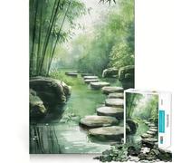Zen Garden Path Jigsaw Puzzle 1000 Piece Mental Exercise Fun Seamless Fit Precise Pieces Engaging Way to Pass Free Hours (38x52cm)