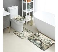 Zen Garden Quick Dry Bath Mat, Asian Landscape Absorbent Non Slip Shower Mat, Spring Nature Flannel Washable Bath Rugs for Bathroom Decorative 3 Piece Sets
