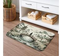 Zen Garden Quick Dry Bath Mat, Asian Landscape Absorbent Non Slip Shower Mat, Spring Nature Flannel Washable Bath Rugs for Bathroom Decorative 20x32 Inch
