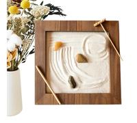 Zen Garden Sand - Handcrafted Wood Frame Meditation Display, Elegant Miniature Landscape Styling Kit, Smooth Sensory Raking Material, Artistic Serenity Focus Enhancement Object Thoughtful