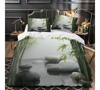 Zen garden scene 3D Print Duvet Cover 3pc Premium Microfibre Easy Care Soft Minimalist nature design Quilt Cover 2 Pillowcases Concealed Zipper Bedding Set Couples & Families Single (135x200cm)