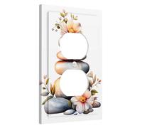 Zen Garden Stone Light Switch Cover Plates, Tranquil Blossoms and Leaves for Wall Accents, Thermoplastic Wall Plates, Standard Size Single Duplex Outlet